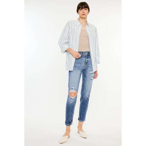 KanCan Denim - Kancan High Rise Distressed Mom Jeans - KC9198M - Size 13/30